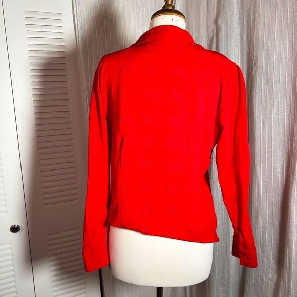 Claudia Richard | Women’s | Blouse | L | Vintage Red Button Down Textured Top - Picture 4 of 5